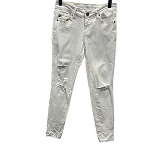 KanCan Skinny Distressed Jean White Size 3/25 Style KC8066WT Cut 33734